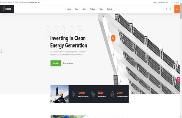 giao diện website điện năng lượng mặt trời thu hút